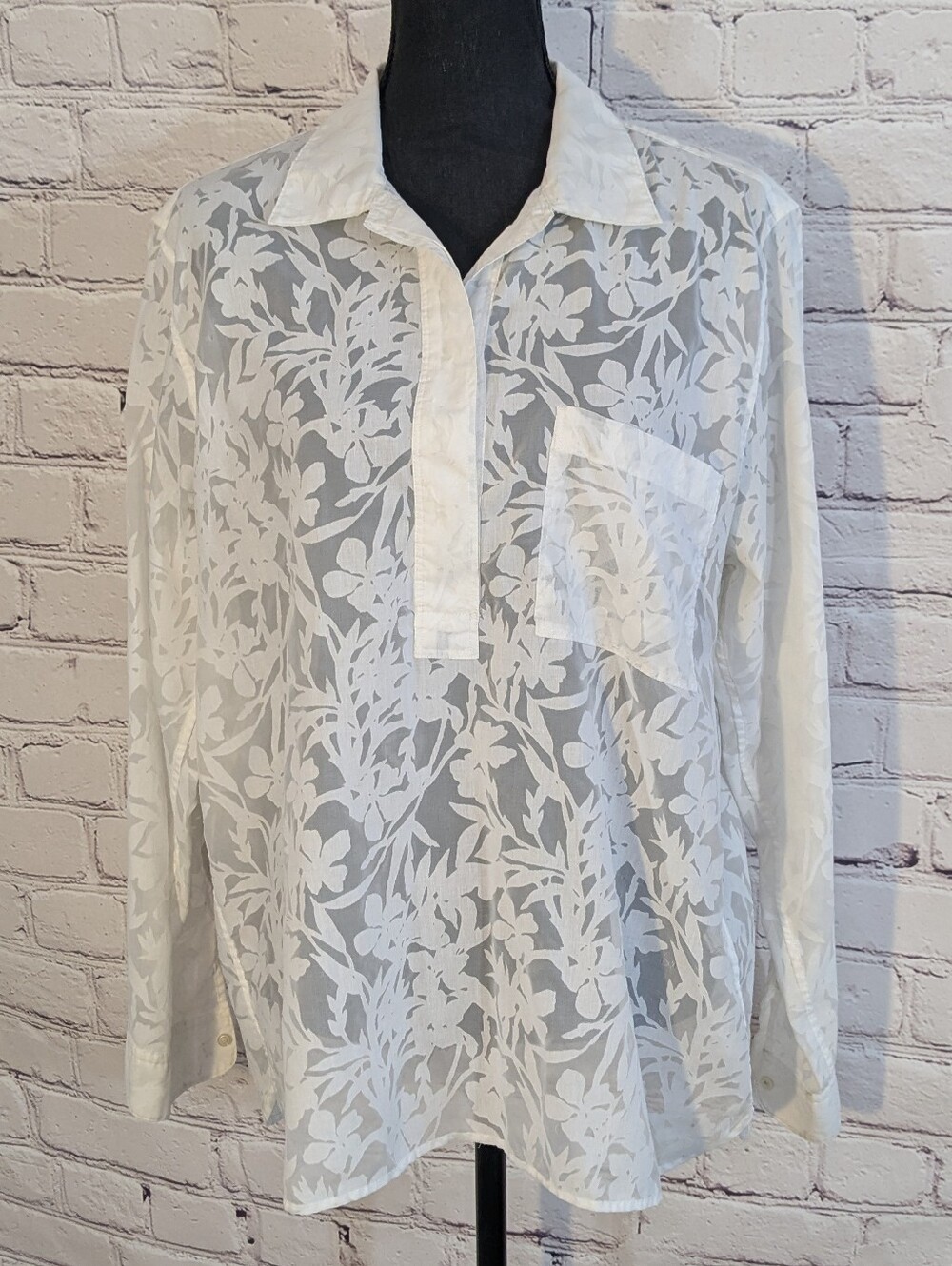 GAP White Burnout Blouse